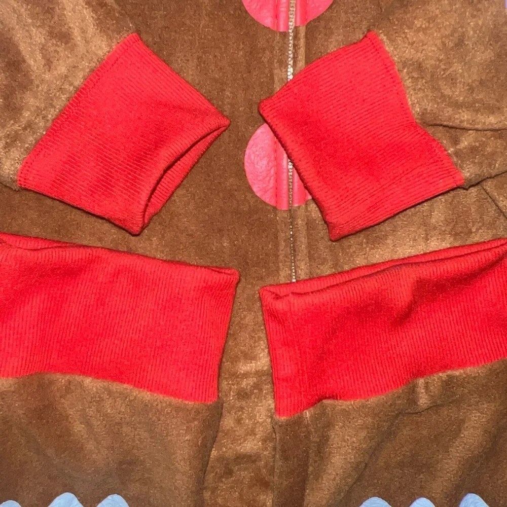NEW Tipsy Elves Youth XL Gingerbread Man Fleece Jumpsuit Brown Holiday One Piece